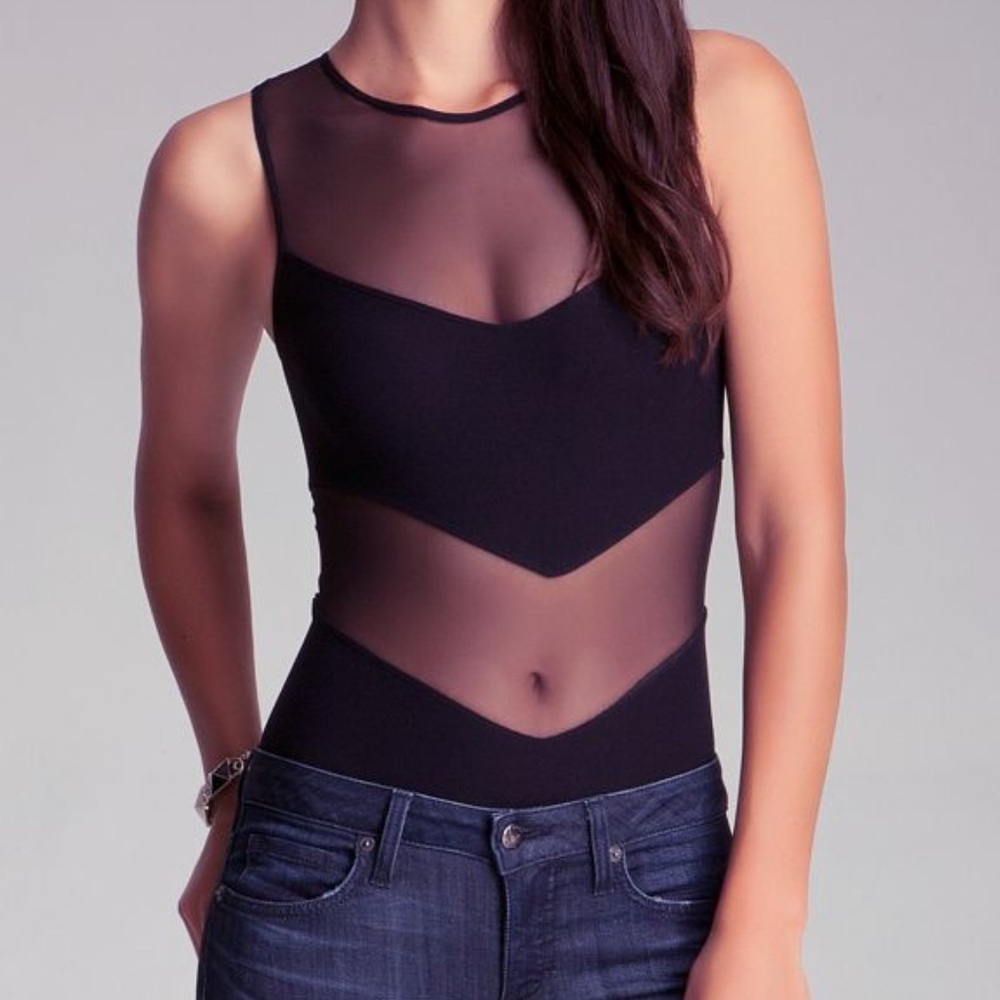 BEBE Mesh Cutout Bodysuit